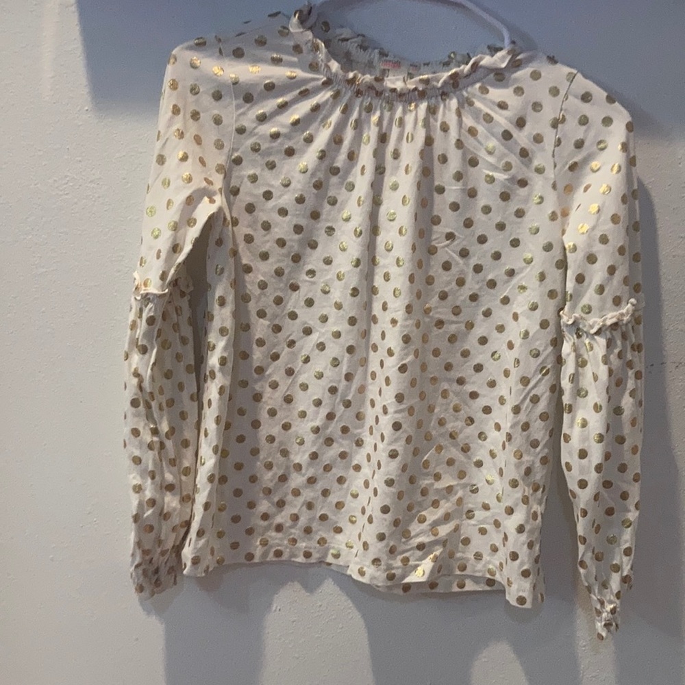 Gold polka dot long sleeve blouse